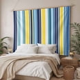 thumbnail image 3 of Blue Stripe Large Tapestry for Bedroom Wall Hanging Tapestry, Yellow Colorful Striped Modern Abstract Ceiling Backdrop Tapestries Poster Blanket Wall Decor for Teens Room Living Room Dorm 86" x 104", 3 of 8