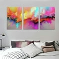 thumbnail image 3 of COMIO  Abstract Colorful Pink Cloud Canvas Painting Modern Wall Art Posters and Prints Decorative Horizontal Pictures 12''x16''X3 Panels, 3 of 4