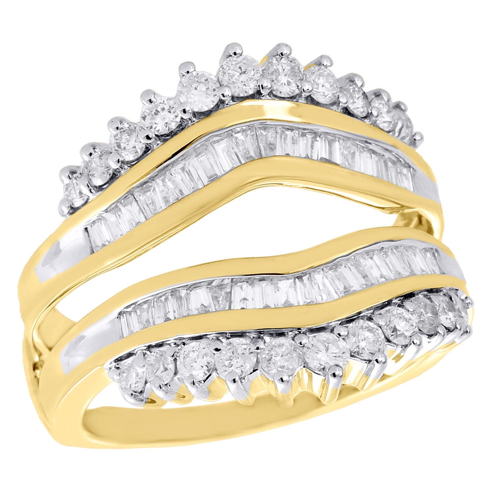 10K Yellow Gold Diamond Enhancer Ring Wrap Jacket Contour Wedding Band