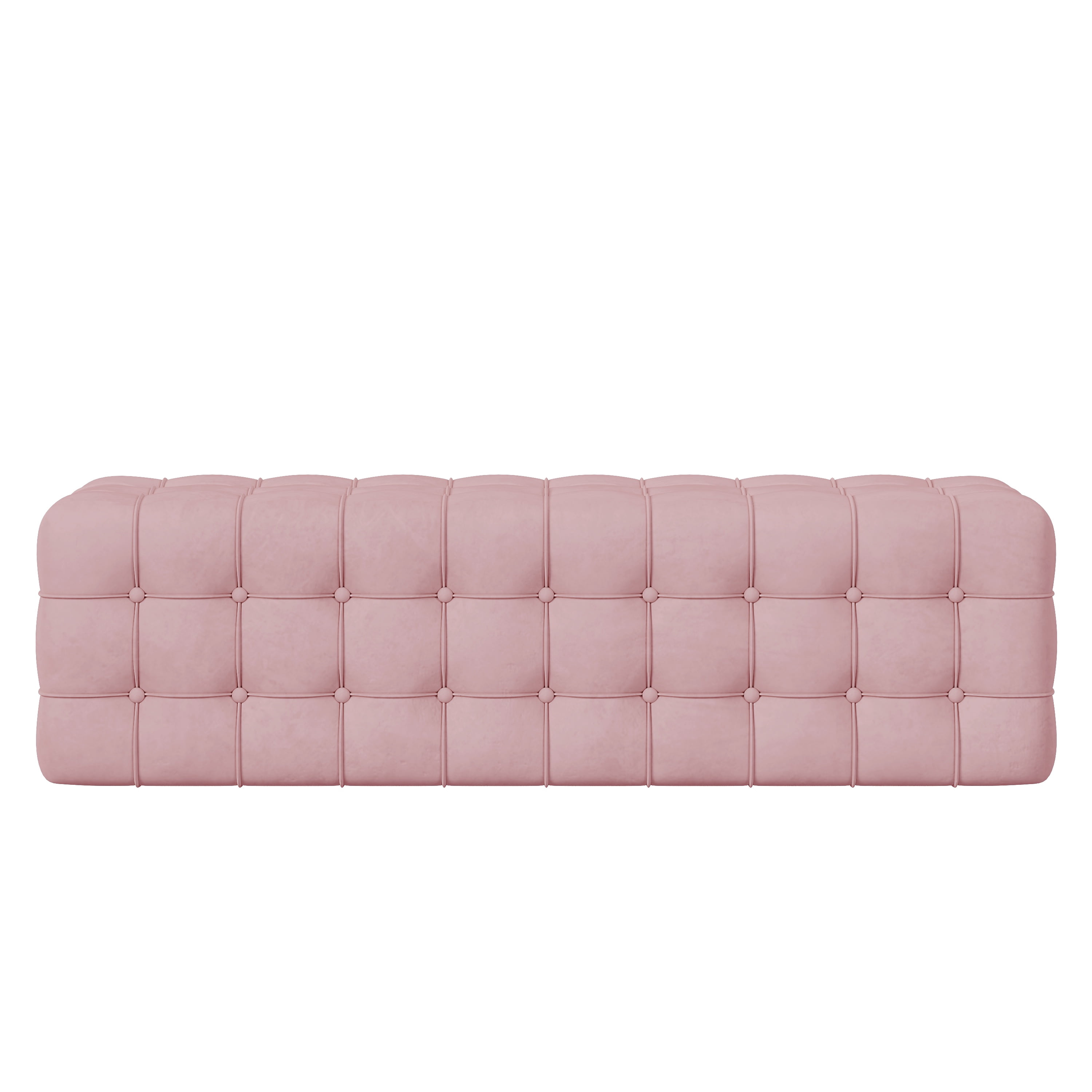 PORKISS Upholstered Ottoman, All Covered Velvet Rectangular Footstool, Wood Modern Ottoman Bench for Bedroom, No Assembly Required, Pink