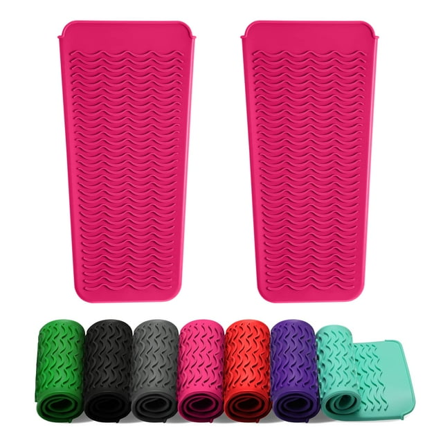 ZAXOP - Juego de 2 fundas de silicona resistentes al calor para planchas, rizadores, alisadores de pelo, rizadores y herramientas de calor (rosa intenso y rosa intenso)