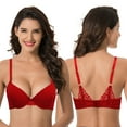 thumbnail image 4 of Curve Muse Womens Plus Size Push Up Add 1 Cup Underwire Perfect Shape Tshirt Bra-2PK-WHITE,RED-36B, 4 of 7