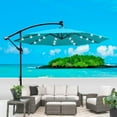 thumbnail image 3 of 10 ft Outdoor Patio Umbrella, Market Patio Umbrella, Solar Powered LED Lighted Sun Shade Market Waterproof 8 Ribs Umbrella with Crank and Cross Base, for Garden Deck Backyard Pool Shade, Turquoise, 3 of 7