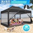 thumbnail image 4 of HOTEEL 10x15ft Pop-Up Gazebo Outdoor Canopy Tent with Adjustable Height, UV 50+ Sun Protection & Removable Mosquito Net - Waterproof Instant Shelter, Black, 4 of 8