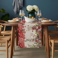 thumbnail image 2 of Valentine's Day Table Runner - 70 Inch Long, Kitchen Dining Table Runner Dresser Scarves, Spring Red Love Roses Floral Botanical Beige Farmhouse Decor for Coffee Tables Wedding Party Banquet, 2 of 8