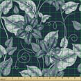 thumbnail image 2 of Ambesonne Floral Fabric by the Yard Upholstery, Monochrome Art Flowers Leafy, 5 Yards, White Navy Blue, 2 of 5