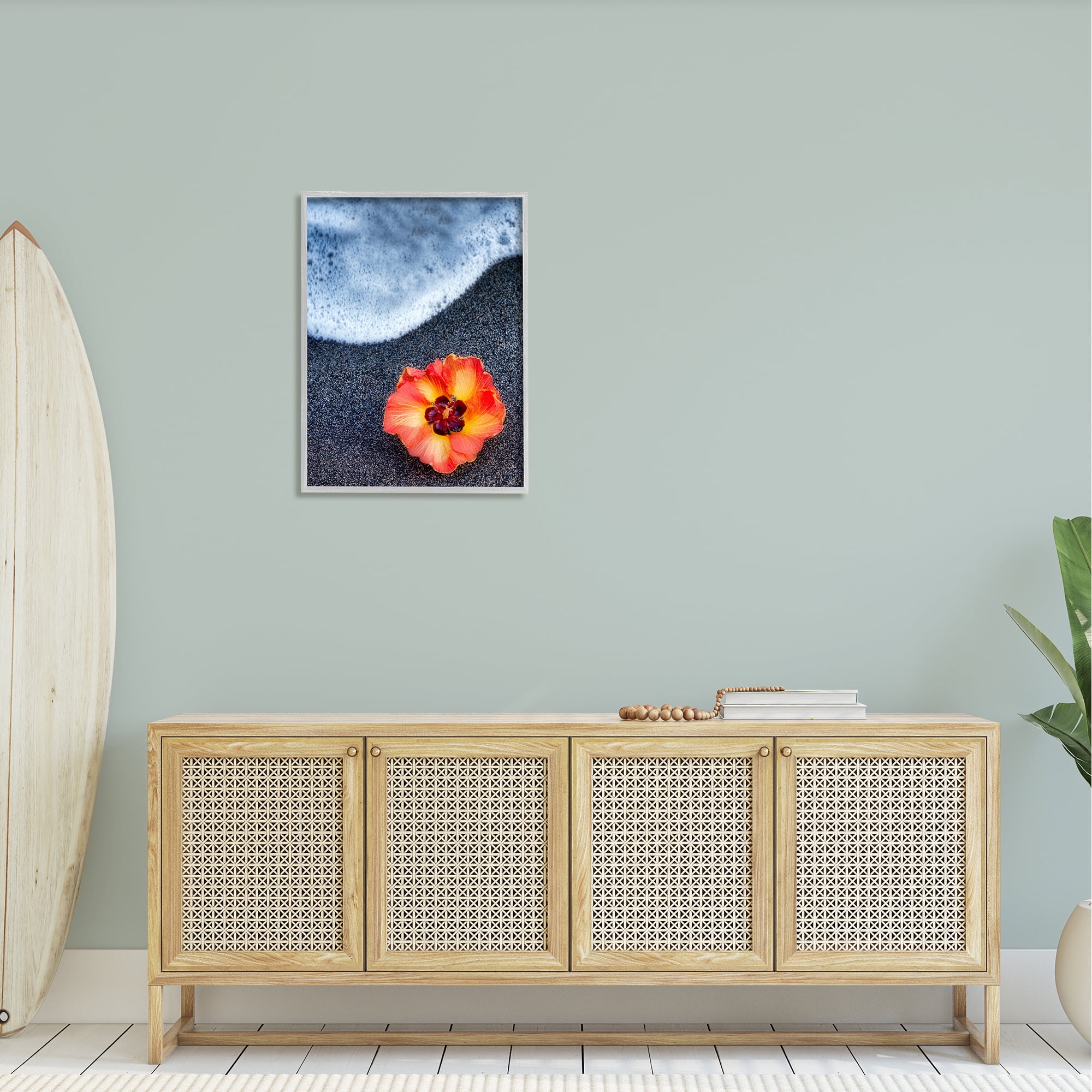 Stupell Industries Red Poppy Soothing Beach Foam Black Sand Photography , 24 x 30, Design by Dennis Frates