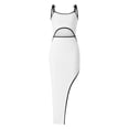 thumbnail image 4 of Caoirhny Women Slim Midi Dress Spaghetti Straps Sleeveless Contrast Color Ribbed Cut-out Side Split Dresses, 4 of 9