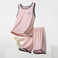 thumbnail image 2 of Afuyipoi Boys Girls 2-Piece Breathable Summer Outfit (1-15 Years) Soft Sleeveless Tank Top and Elastic Waist Shorts Set For Toddler and Kids Pink 2T, 2 of 5