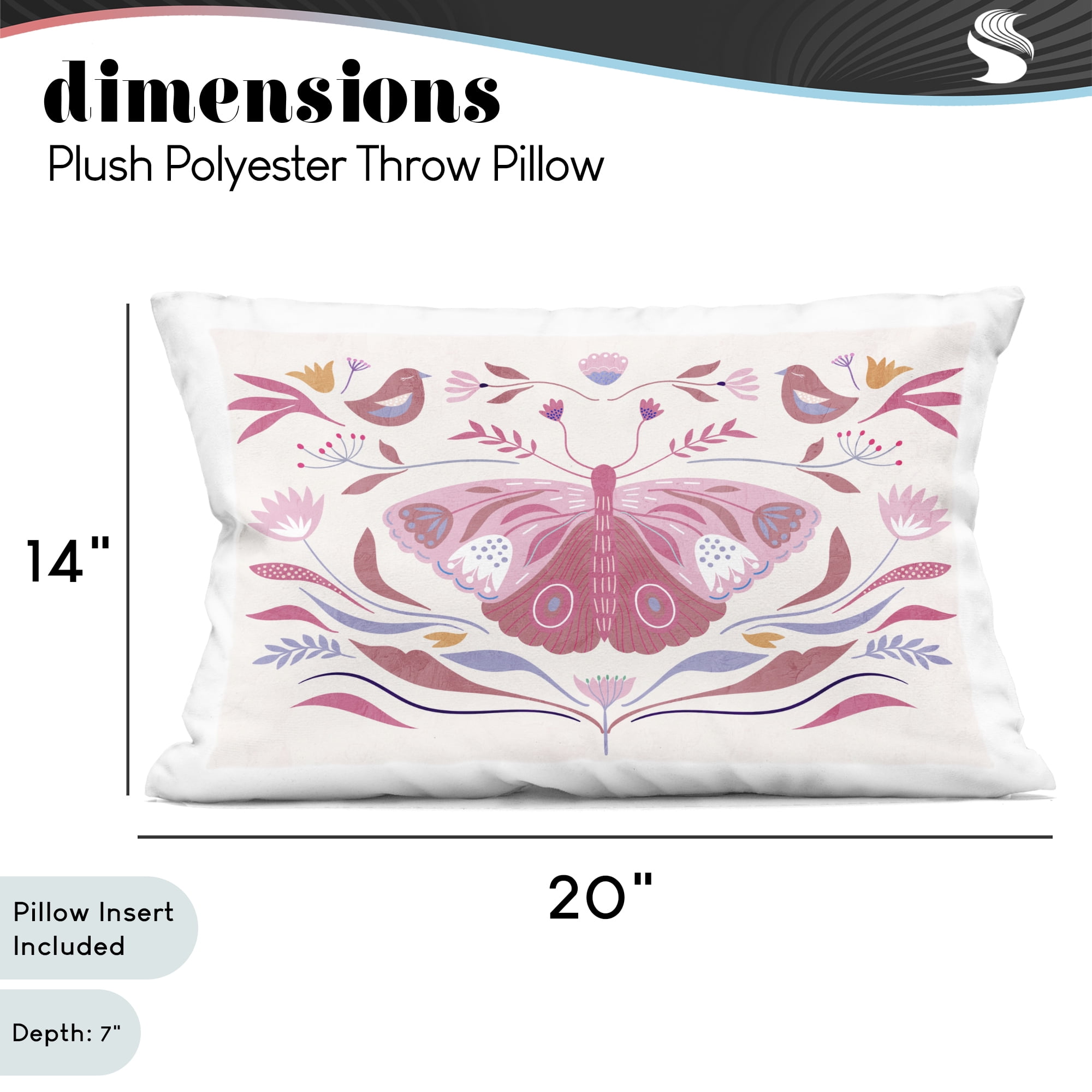 Stupell Industries Pink Boho Butterfly Decorative Printed Throw Pillow, design by Kim Allen