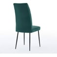 thumbnail image 6 of Modern Dining Chairs Set of 2, Velvet Upholstered, Channel Tufted Back, Black Metal Legs, for Kitchen, Restaurant, Dining Room Furniture, (Green), 6 of 7