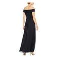 thumbnail image 2 of ADRIANNA PAPELL Womens Navy Pleated Zippered Short Sleeve Off Shoulder Maxi Evening Fit + Flare Dress 4, 2 of 5
