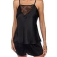 thumbnail image 5 of White Mark Women's Satin Lace Cami And Shorts Pajama Set, 5 of 5