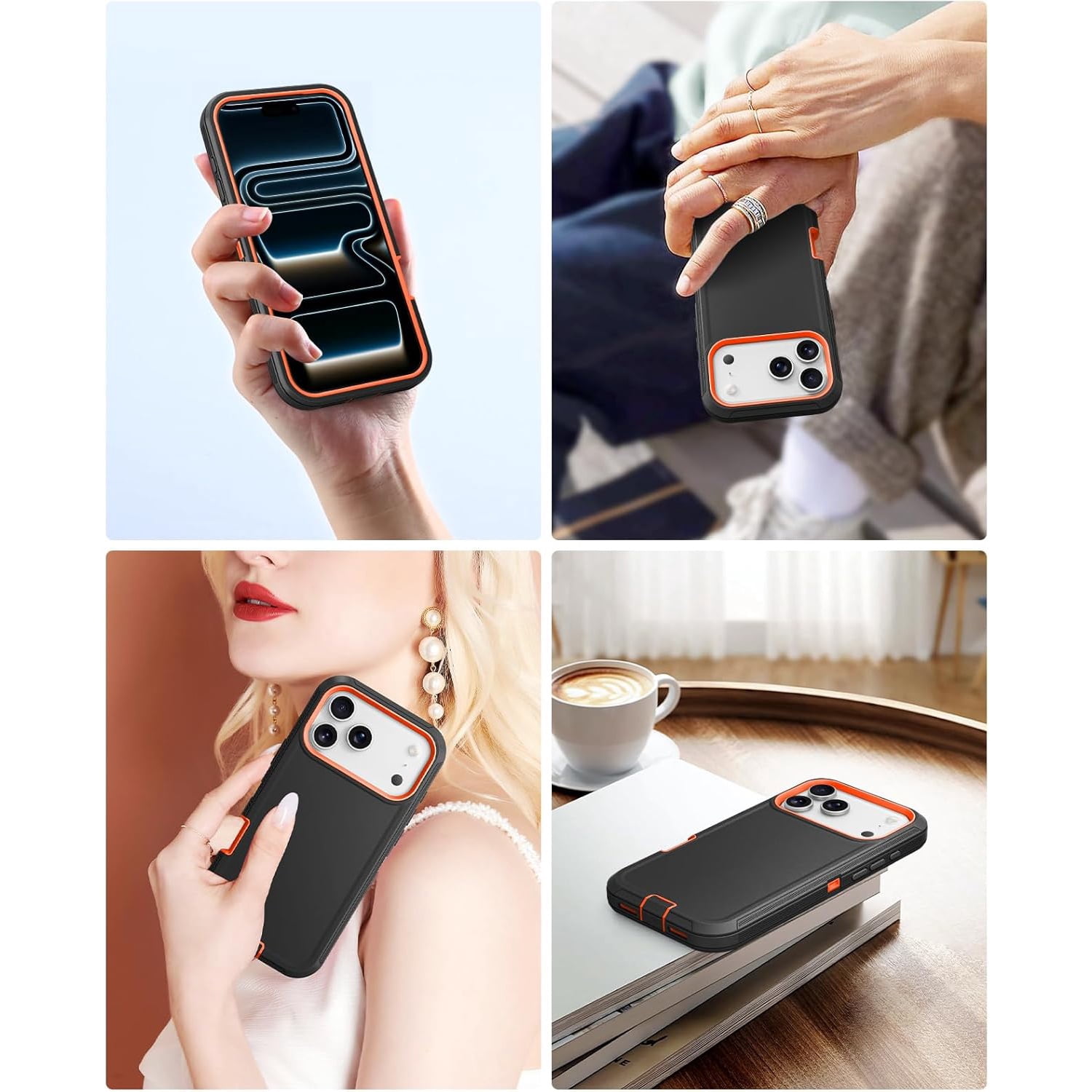 DualPro Hybrid Defense Case for iPhone 17 Pro Max - Black & Orange
