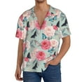 thumbnail image 3 of Balery Roses and Butterflies Men's Casual Button Down Shirt Short Sleeve Textured Summer Cuban Beach Shirts-X-Large, 3 of 7