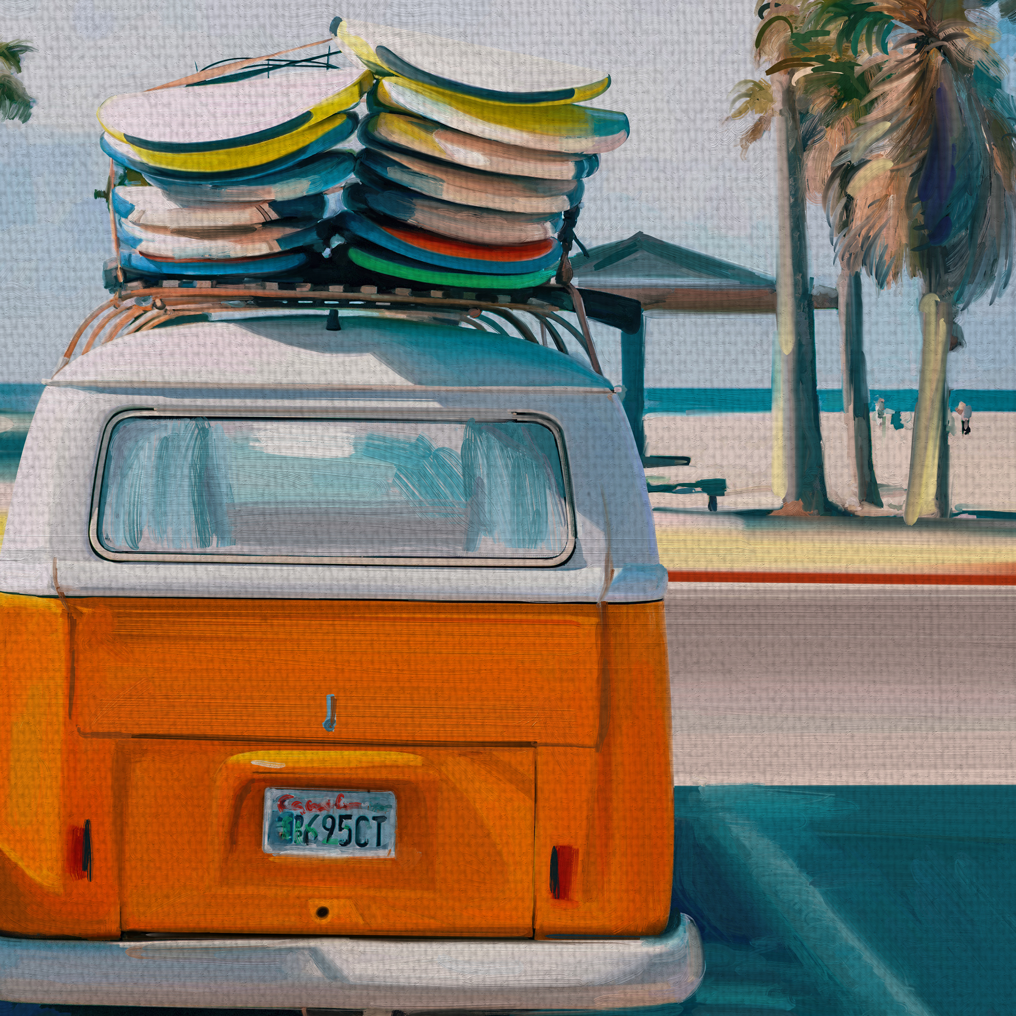 Fine Art Canvas Retro Beach Day II by Studio Arts Canvas Art Print