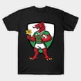 thumbnail image 1 of T-Shirt Unisexe Design Fierté Nationale Galloise Mascotte Dragon Rugby Pays de Galles, jusqu'à Taille 3TG, 1 of 4