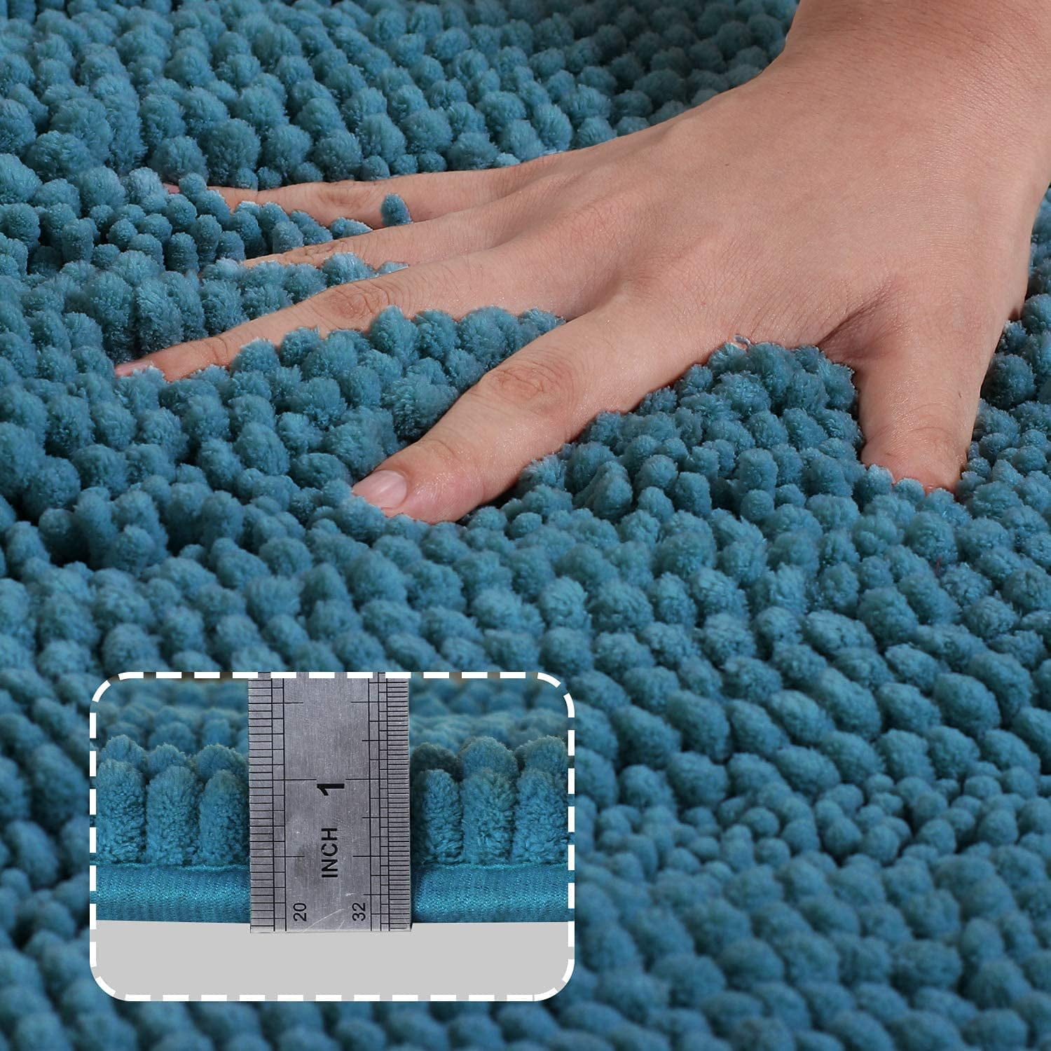 ZGAD  Sage Green Bathroom Rugs Runner Extra Long Large Bath Mat Plush Shaggy Chenille Bathroom Rug 47 x 17 Non-Slip Bath Rug Runner Extra Soft & Absorbent Thick Floor Mats, Machine Washable, Sage