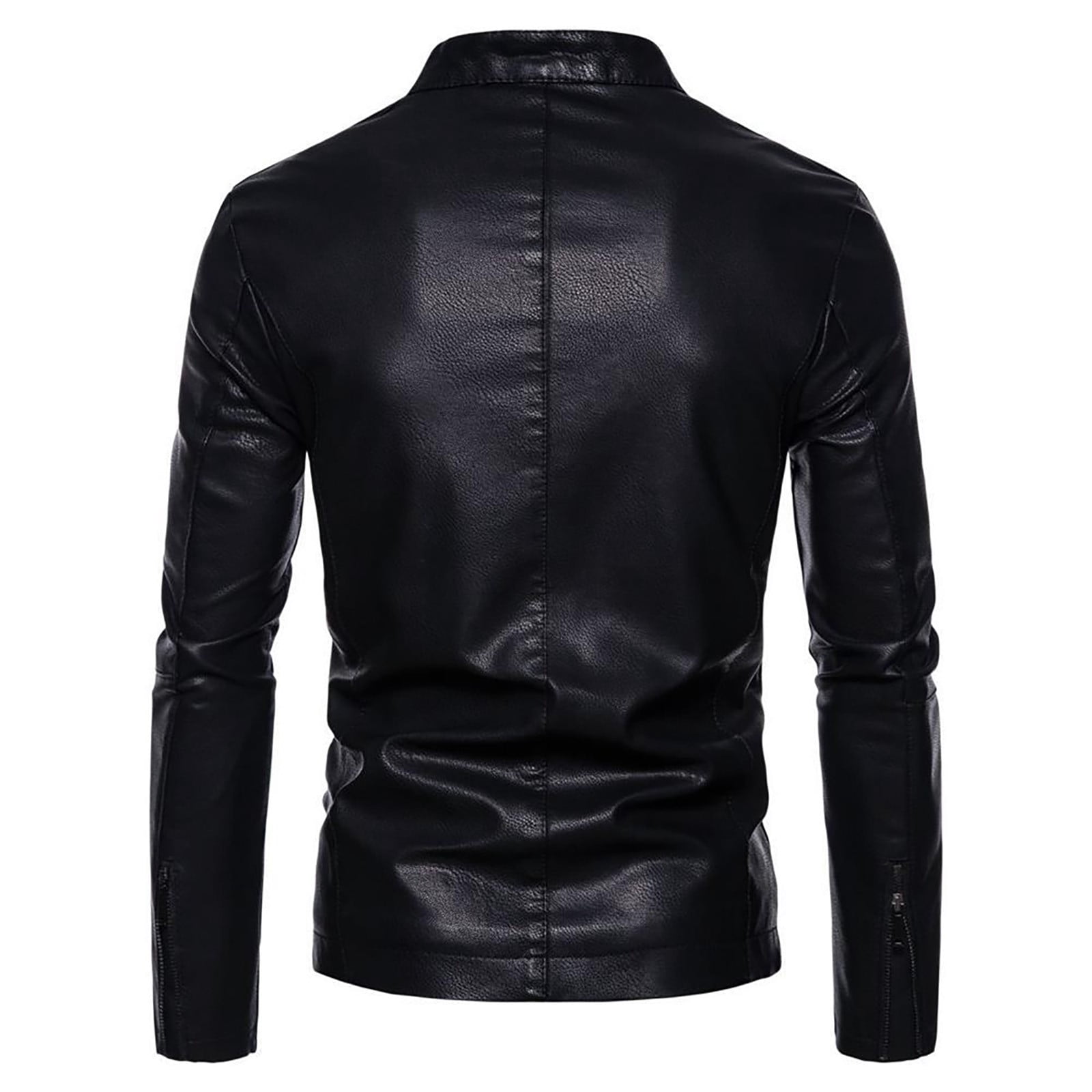 Maoxin Men's Leather Jacket Men's Stand-up Collar Leather Biker Padded Jacket Large Size Fashion Casual Jacket Leather Jacket Leather Jackets for Men Black 6XL