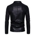 thumbnail image 3 of ohmzyzo Men's Smooth Leather Moto Jacket Faux Leather Jacket Motorcycle Biker Bomber Coat Stand Collar Slimming Outwear XXL, 3 of 4