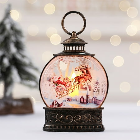

Edikesy Christmas Decorations Christmas Gift Wind Lantern Electronic Candle Night Light Flat Color Printing Decoration Scene Decoration Accessories
