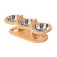 thumbnail image 4 of Comederos elevados para gatos ergonómicos, inclinados y fáciles de limpiar con rejilla de madera Acero inoxidable, 4 of 9