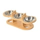 thumbnail image 4 of Comederos elevados para gatos ergonómicos, inclinados y fáciles de limpiar con rejilla de madera Acero inoxidable, 4 of 9