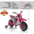 thumbnail image 2 of JOYLDIAS 12V Ride On Motorcycle Dirt Bikes for Kids with Training Wheels, Spring Suspension, Rose Pink, 2 of 8