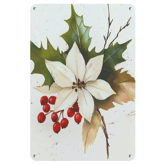 White Poinsettia Iron Art Painting, 8x12 inches - Perfect for Home Decor & Gifts