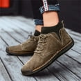 thumbnail image 5 of Xfvqtps Mens Ankle Boots British Lace Up Comfortable Motorcycle Skin Casual Suede Sports Shoes Retro Combat Shoes Breathable Locomotive Tooling Shoe Khaki, 5 of 8