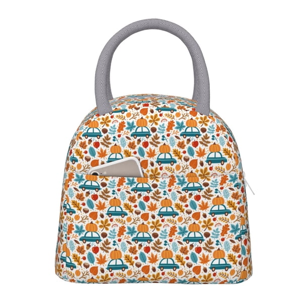 Easygdp Falling Pumpkins On Car Bolsa de Almuerzo Insulada Grande, Forro de Aluminio, Diseño Espacioso, a Prueba de Fugas, Ideal para Trabajo, Picnics, Viajes y Actividades al Aire Libre
