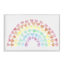 Stupell Industries Rainbow of Hearts Landscape Painting White Framed Art Print Wall Art, 24 x 16