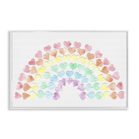 Stupell Industries Rainbow of Hearts Landscape Painting White Framed Art Print Wall Art, 24 x 16