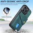 thumbnail image 6 of SaniMore Case for iPhone 15 Pro 6.1" 2023, [Flip Card Slot Design Kickstand] Removeable Wrist Strap Magnetic Car Mount Wear-resistant PU Leather Skin Shockproof Anti-drop Shell, Green, 6 of 9