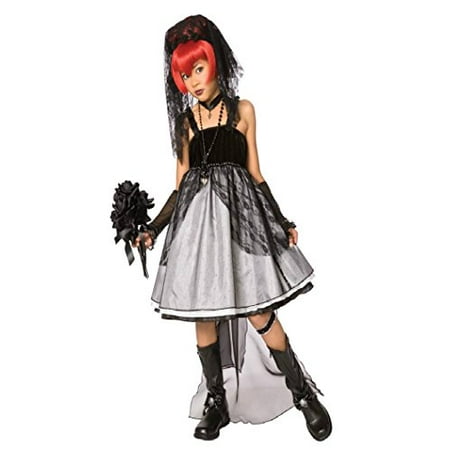 Girls Dark Bride Kids Child Fancy Dress Party Halloween Costume, L (10-12)