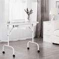thumbnail image 2 of Alden Design Folding Manicure Table Nail Beautician Desk with Lockable Wheels & Bag, 2 of 10