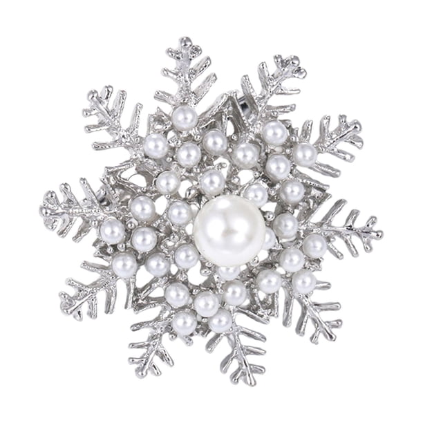 Broche de nieve Broche de nieve de invierno Accesorios de moda para mujeres Pin decorativo Pin de solapa para sombrero Mochila Bufanda Plata