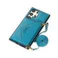 thumbnail image 4 of Dteck Wallet Case Compatible with Samsung Galaxy S24 Ultra,Crossbody Leather Case with Credit Card Holder and Strap Magnetic Flip PU Kickstand Shockproof Protective Shell Cover,Blue, 4 of 6