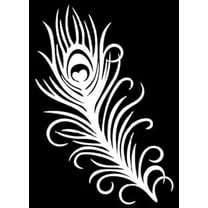 Peacock Feather White 6 Inch Professional Sticker for Truck, Car, Tumbler, Cup, Laptop, Decor, Locker, Table, Window