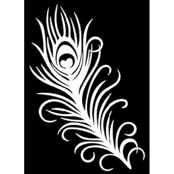 Peacock Feather White 6 Inch Professional Sticker for Truck, Car, Tumbler, Cup, Laptop, Decor, Locker, Table, Window