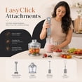 thumbnail image 6 of 1000W Immersion Blender 5-in-1, 20-Speed Hand Blender with Chopper, Whisk & Milk Frother, Stainless Steel Stick Blender, 6 of 8