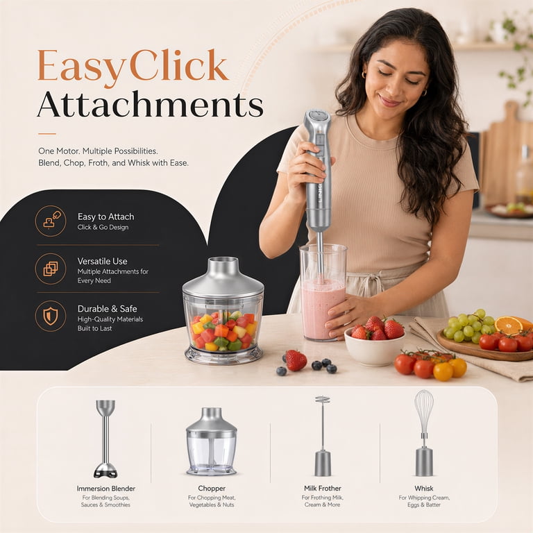 LINKChef 1000W 5-in-1 Immersion Blender, Stainless Steel photo 6