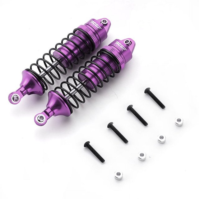 Bewildely Amortiguador de impacto frontal de aleación de aluminio 1/10, 2 uds., amortiguador de impacto frontal roscado Rc para pieza de coche Kits de construcción modelo Púrpura