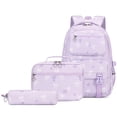 thumbnail image 2 of HJYCHN Bookbag for Girls Bow Print 3Pc Set Daypack with Lunch Bag Pencil Case Heart Zipper Pull Back to School Supplies for Kids Backpack for Boys Purple, 2 of 8