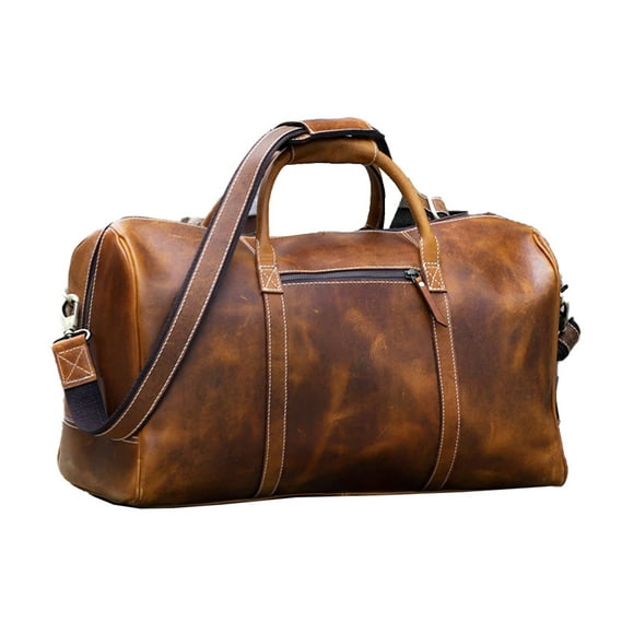 Bolsa de viaje KomAlc de piel de grano completo para viajes durante la noche, 20 cm