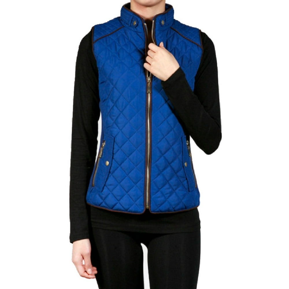 SNJ - Women's Lightweight Quilted Padding Zip Up Jacket Vest-Plus Size ...