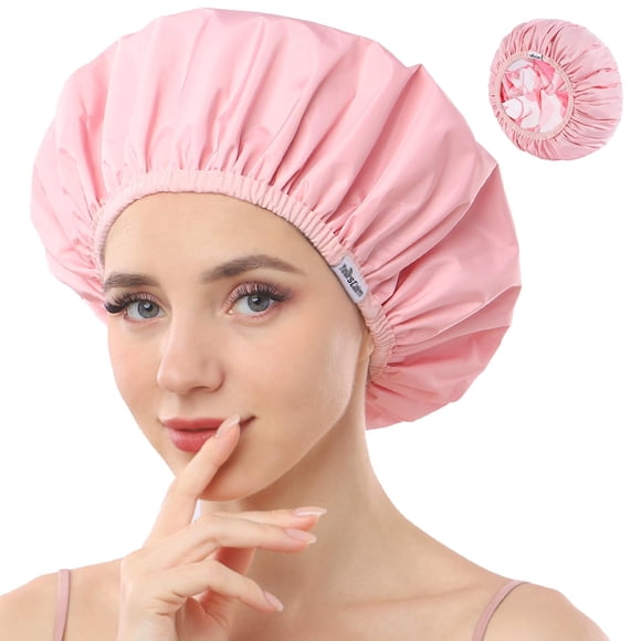 Gorro de ducha Years Calm impermeable de doble capa rosa