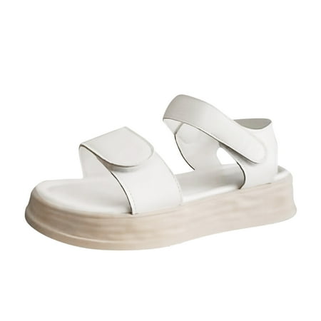 

Ladies Fashion Summer Solid Leather Hook Loop Open Toe Thick Sole Sandals Trendy Sandals for Women Heeled Sandals for Women Clear