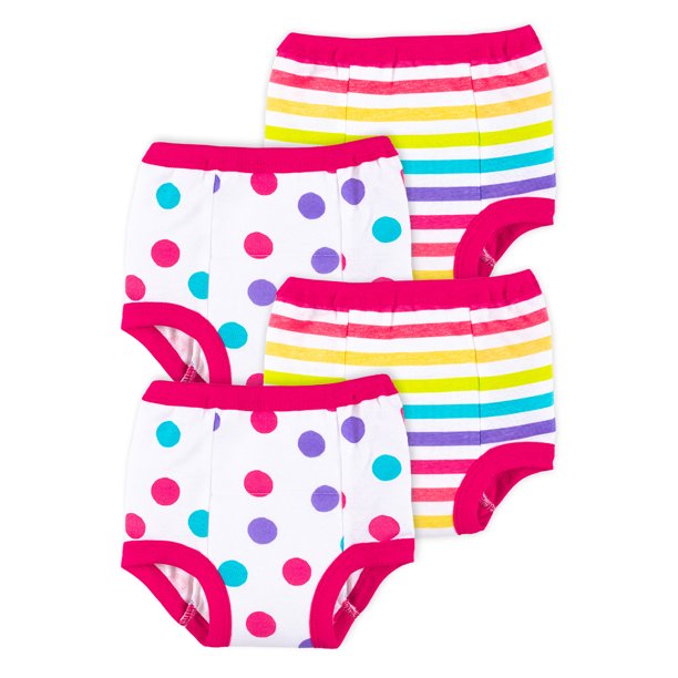Little Star Organic Toddler Girl 4 Pk Reusable Washable Training Pants, Size 12 Months4T