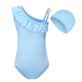 thumbnail image 2 of Girls Solid Color Swimsuit Set with Matching Swim Cap Comfortable Bathing Suit UPF Sun, 2 of 3